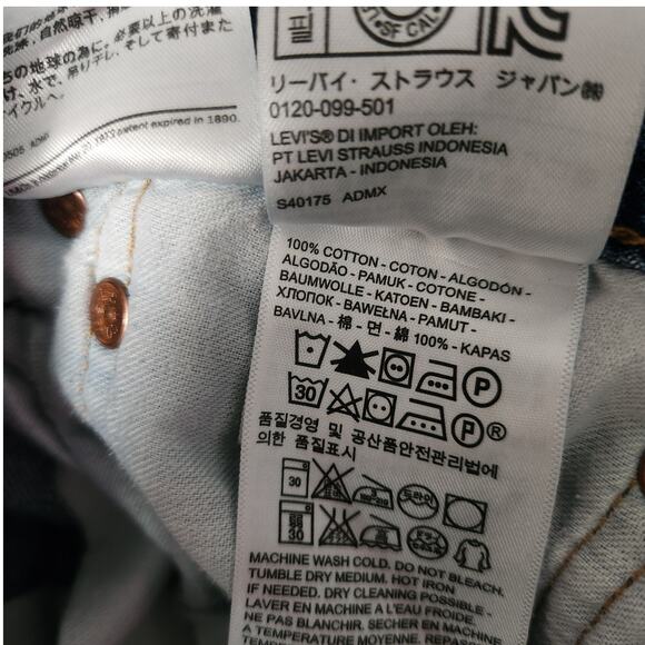 Levi's 501 Snap Button Straight Leg Jeans Size 34x32 Blue - Picture 8 of 8